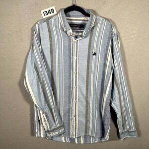 Yorkteam Polo Club Dress Shirt Mens M/38 Blue Stripes Logo Long Sleeve Business